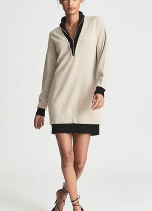 Платье-свитер в стиле колор-блок с полумолнией reiss  шерсть кашемир