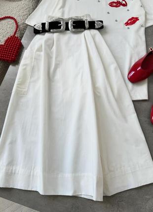 Женские брюки-кюлоты с имитацией юбки белые