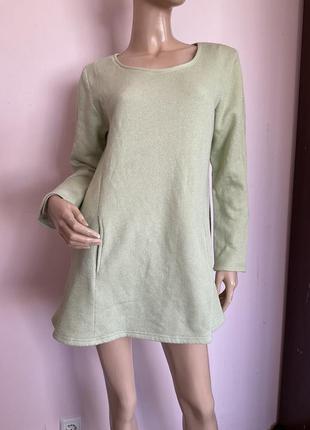 Салатовая туника- толстовка с люрексом / l/