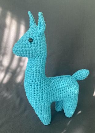 Лама голубая 60см - ручная работа интерьерная игрушка вязаная хендмейд амигуруми
