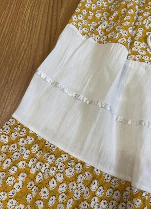 Длинная макси юбка белая в цветочный принт под винтаж2 фото