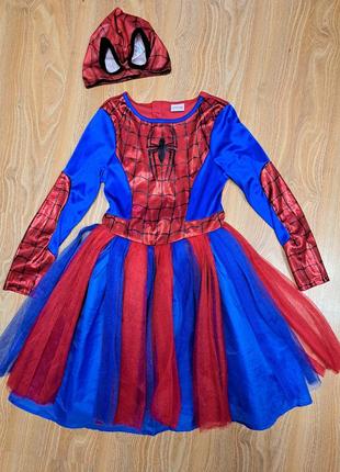 Платье человек паук 7-8лет шапочка в подарок!!!