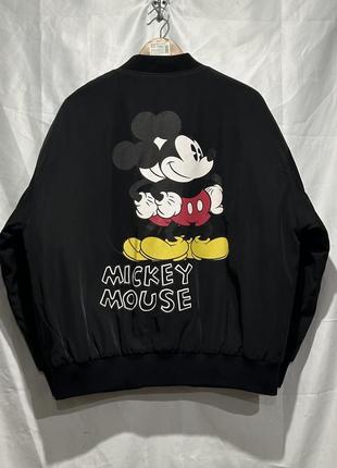 Бомбер винтажный черный нейлоновый куртка нейлон винтаж mickey mouse