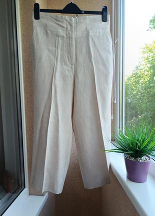 Стильные укороченные летние брюки с содержанием льна4 фото