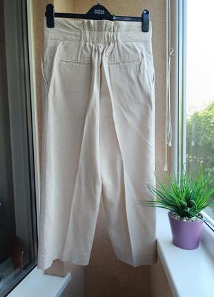 Стильные укороченные летние брюки с содержанием льна5 фото