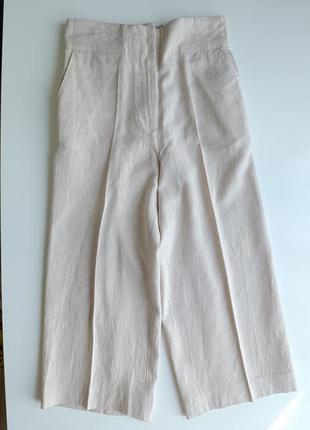 Стильные укороченные летние брюки с содержанием льна6 фото
