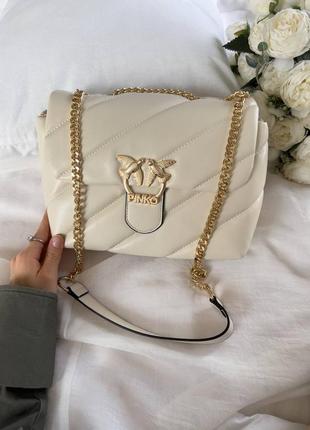 Женская сумка pinko puff light beige8 фото