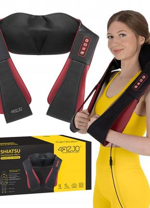 Накидка-массажер 4fizjo shiatsu pro+ для шеи и спины 4fj0565 black/red