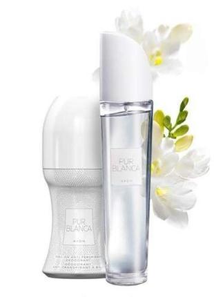 Волшебный набор pur blanca avon женский парфюм + шариковый дезодорант антипреспирант