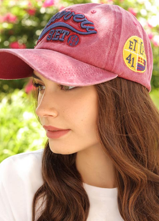 Женская летняя кепка бейсболка «discovery» бордовая