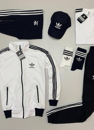 Набор 7в1 adidas унисекс: красный, черный, белый, хаки и синий: кофта-футболка-шорты-кепка- носки 2 пары. xs-3xl!!!!