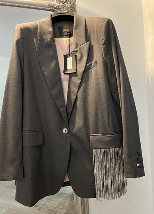Жакет пиджак серый с бахромой twin set1 фото