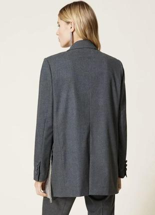 Жакет пиджак серый с бахромой twin set9 фото