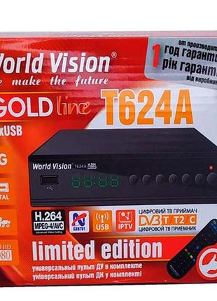 Т2 ресивер тюнер т2 world vision t624a+youtube+iptv metall