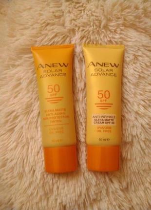 Розпродаж! матуючий сонцезахисний крем з тональним ефектом spf50 anew avon