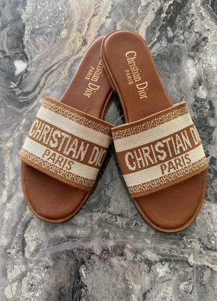 Женские шлепанцы christian dior slides brown