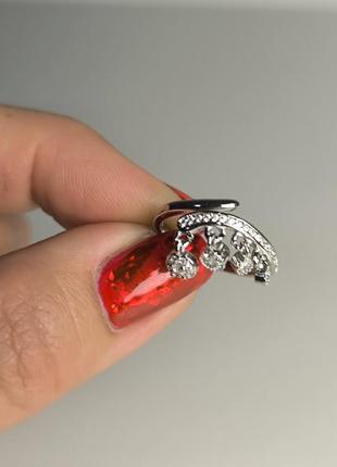 Регулируемое женское кольцо из стерлингового серебра с родиевым покрытием s925 пробы, с геометрическим рисунком.3 фото