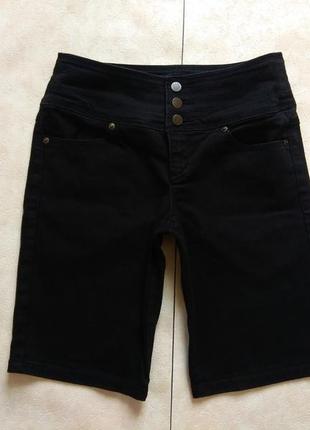Брендовые черные джинсовые шорты бермуды с высокой талией john baner, м pазмер.
