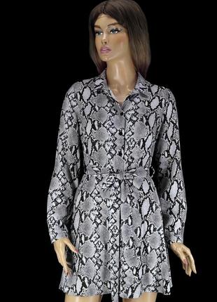 .новое брендовое вискозное платье "select" серое со змеиным принтом. размер uk8/eur34.