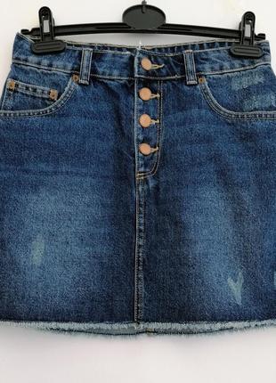Юбка женская синяя джинсовая мини2 фото