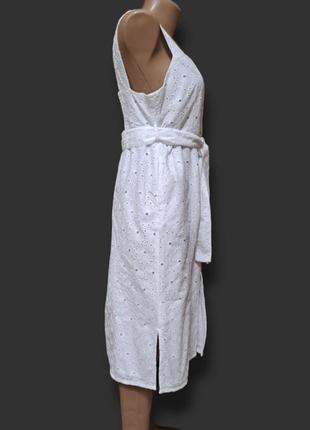 Біла бавовняна сукня на підкладці2 фото