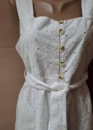 Біла бавовняна сукня на підкладці10 фото