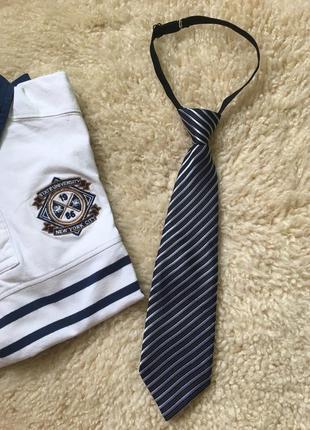 Краватка галстук дитячій чорний в білу смужку