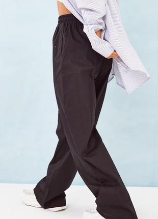 Черные поплиновые брюки палаццо plt2 фото