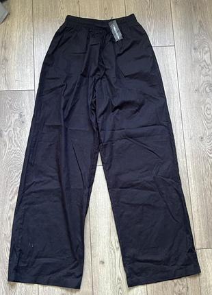 Черные поплиновые брюки палаццо plt4 фото