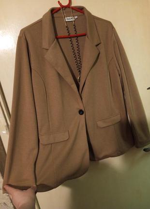 Натуральный,трикотажний-стрейч жакет-пиджак без подкладки,большого размера,dea