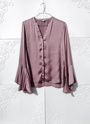 Элегантная сиренево розовая блуза рубашка moddison