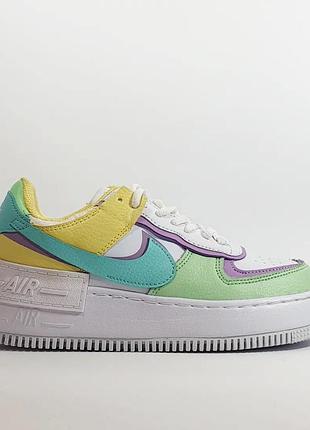 Женские кроссовки nike air force shadow white-green