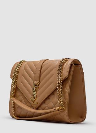 💎 сумка в стиле saint laurent envelope medium in quilted leather beige