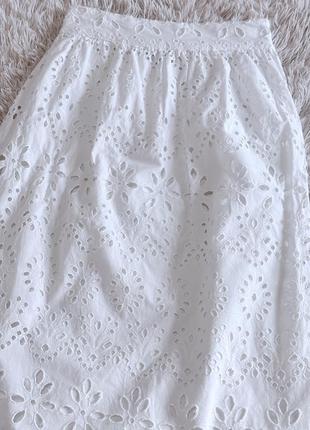 Белая хлопковая кружевная юбка primark