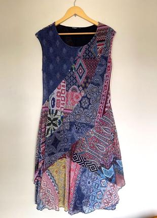 Яскрава сукня міді desigual  р. l-xl з принтом, плаття4 фото