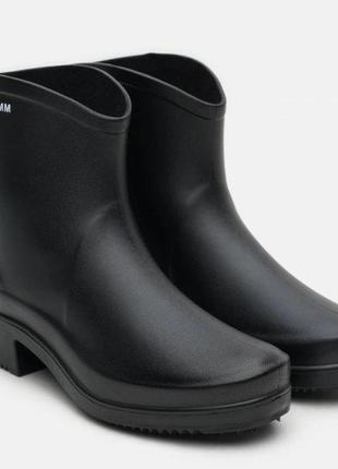 Жіночі гумові чоботи сапоги на підборах sannm black чорні дуже високої якості (р. 36-41)