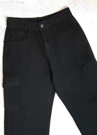 💝2+1=4 базовые прямые черные брюки брюки карго высокая посадка, размер 44 - 462 фото