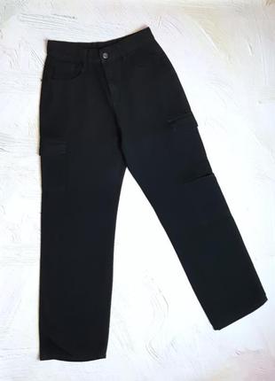 💝2+1=4 базовые прямые черные брюки брюки карго высокая посадка, размер 44 - 465 фото