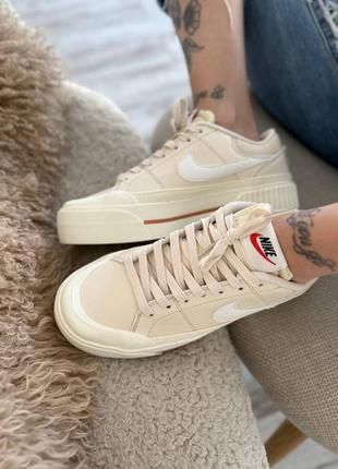 Кроссовки nike court legacy lift beige white