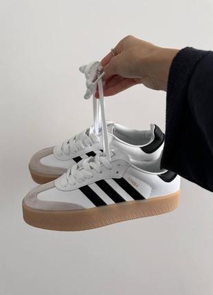 Адідас самба білі шкіряні adidas samba white / black / gum sole