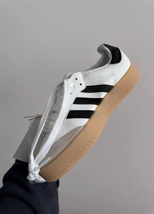 Адідас самба білі шкіряні adidas samba white / black / gum sole4 фото