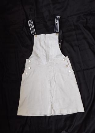 Сарафан джинсовий білий плаття сукня міні