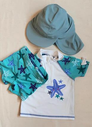 Купальник lupilu комплект пляжный с кепкой морские звезды на 9-12 месяцев (86-92см)