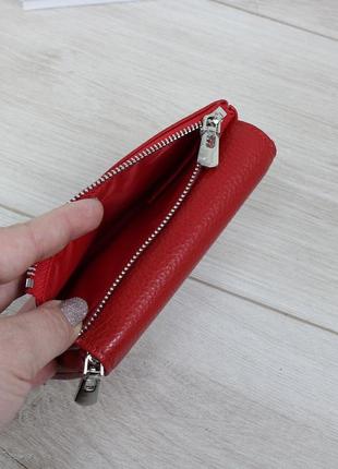 Женский стильный и качественный кошелек из натуральной кожи красный8 фото