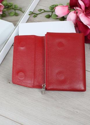 Женский стильный и качественный кошелек из натуральной кожи красный4 фото
