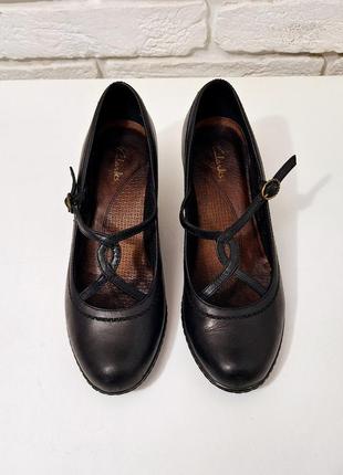 Черные кожаные женские туфли clarks mary jane на каблуке с ремешками, мери джейн, натуральная кожа, танцевальные