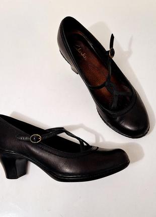 Черные кожаные женские туфли clarks mary jane на каблуке с ремешками, мери джейн, натуральная кожа, танцевальные