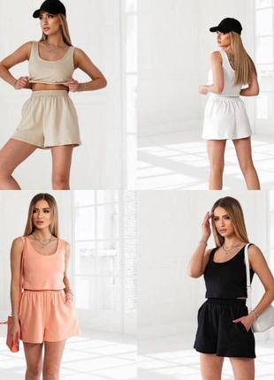 Стильный костюм шорты топ из хлопка