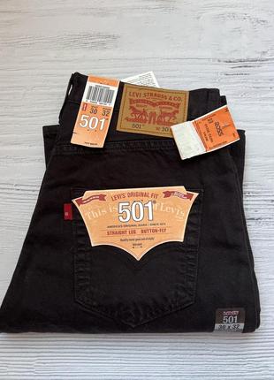 Чоловічі чорні джинси levis 501® original fit w30 l32