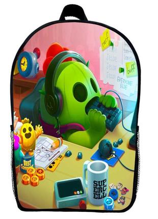 Рюкзак бравл старс спайк детский (gear bag brawl stars mini 010) черный, 29 х 21 х 9 см